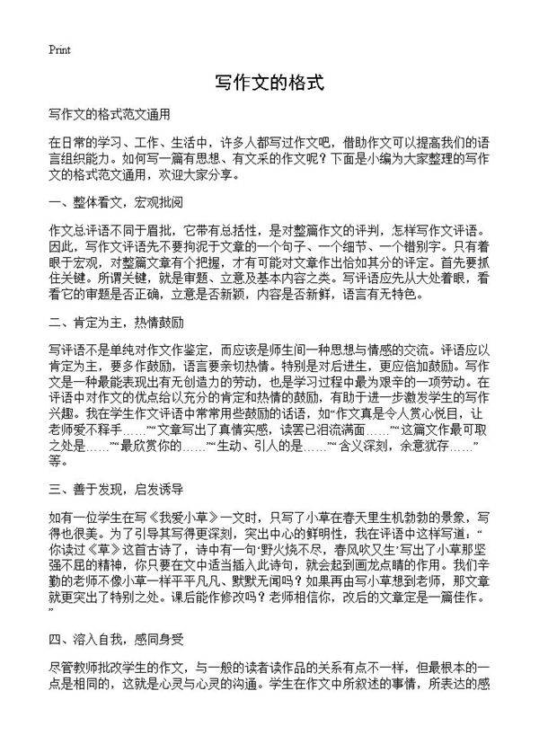 写作文的格式
