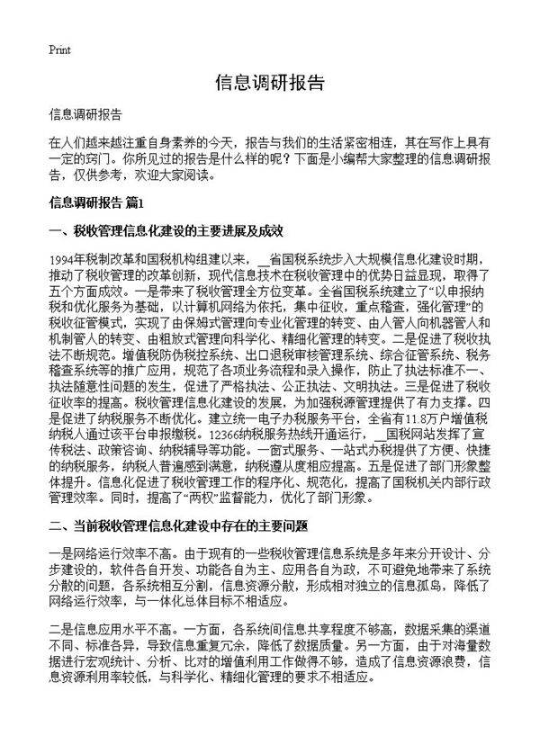 信息调研报告