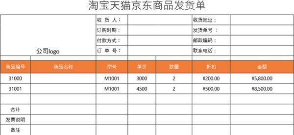 发货单 送货单表格模板65