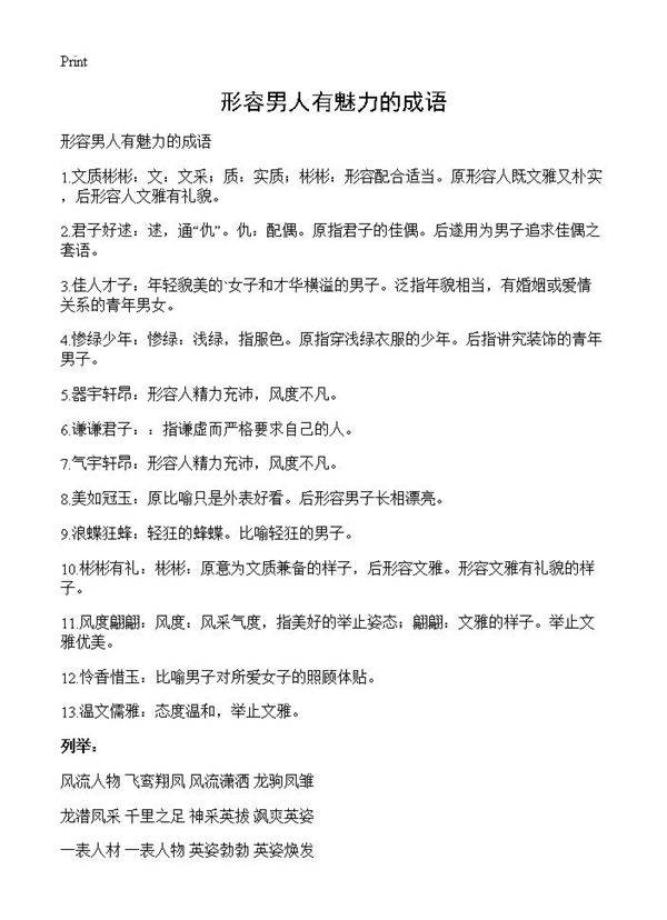 形容男人有魅力的成语