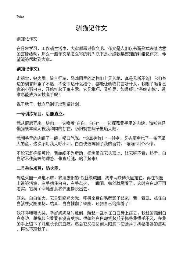 驯猫记作文