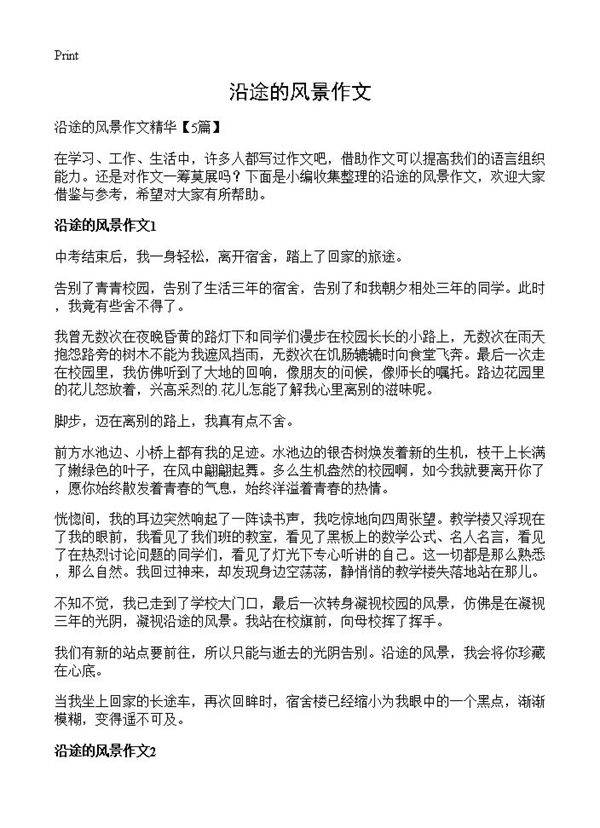 沿途的风景作文