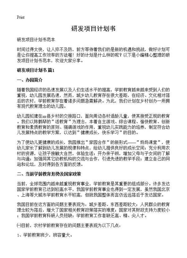 研发项目计划书