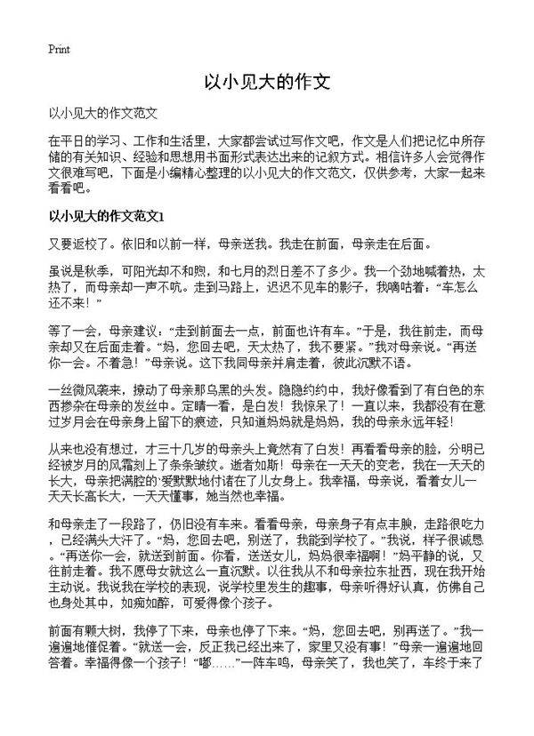 以小见大的作文