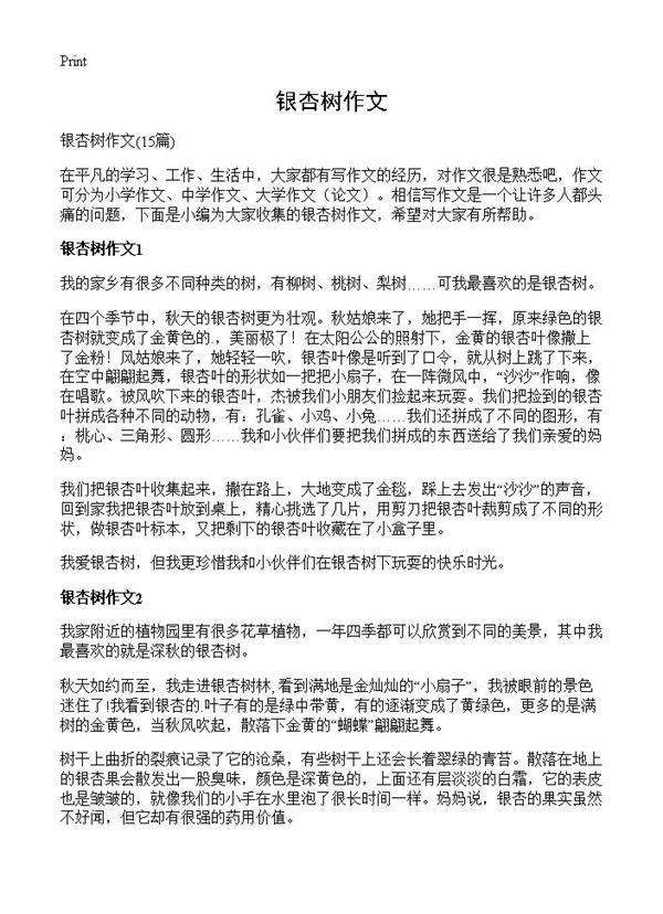 银杏树作文15篇