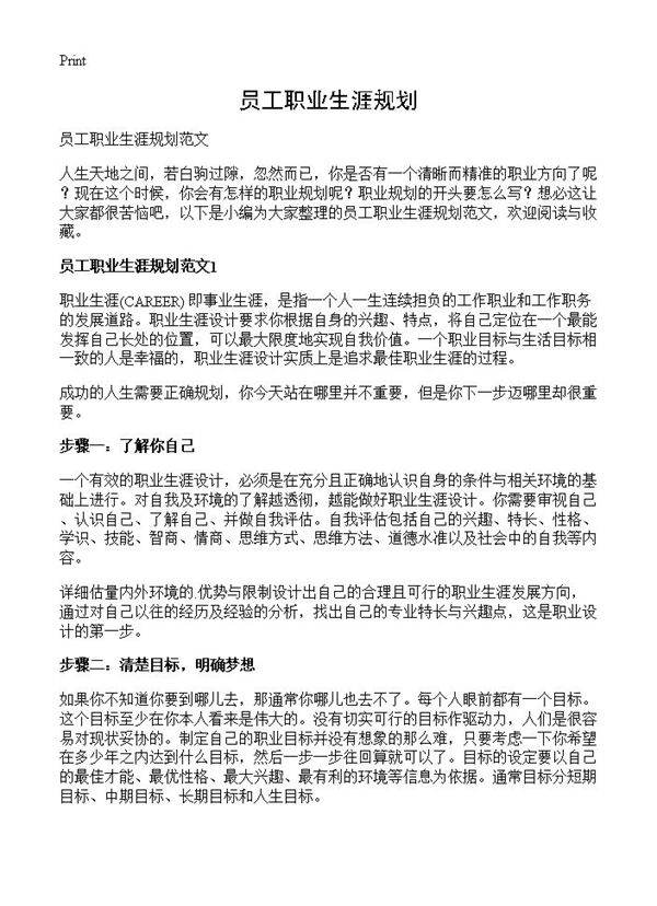 员工职业生涯规划