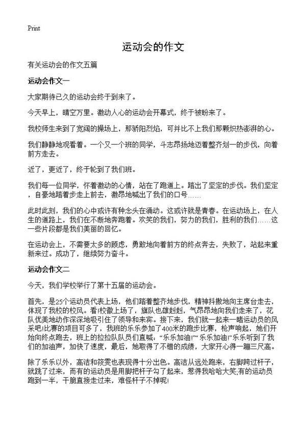 运动会的作文