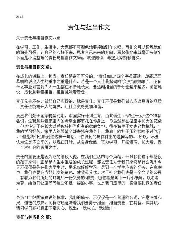 责任与担当作文