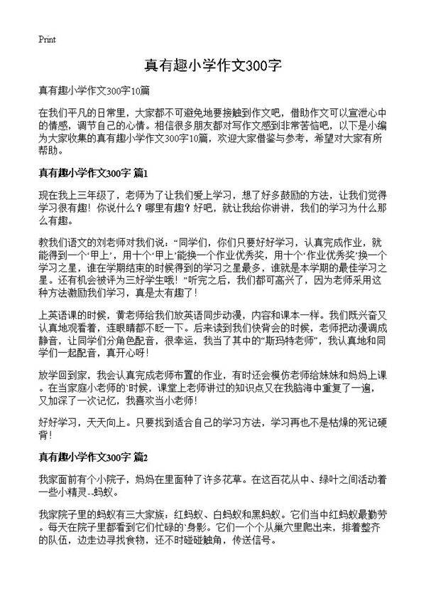 真有趣小学作文300字