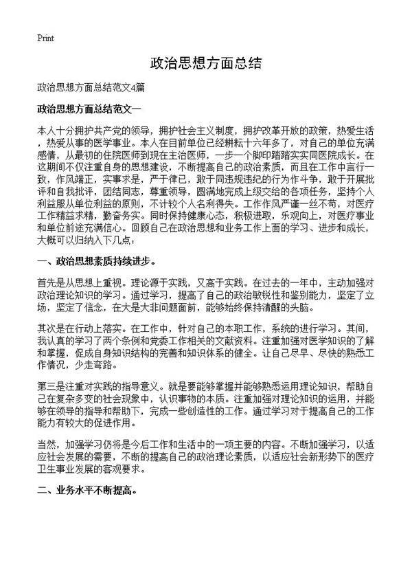 政治思想方面总结