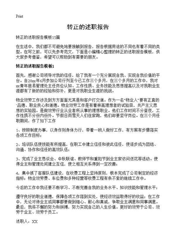 转正的述职报告