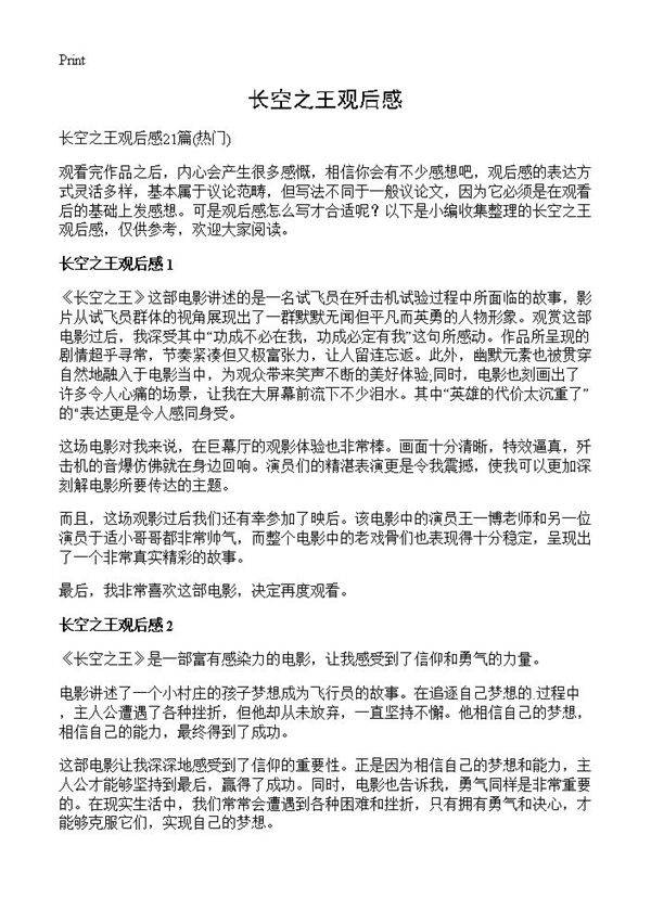 长空之王观后感