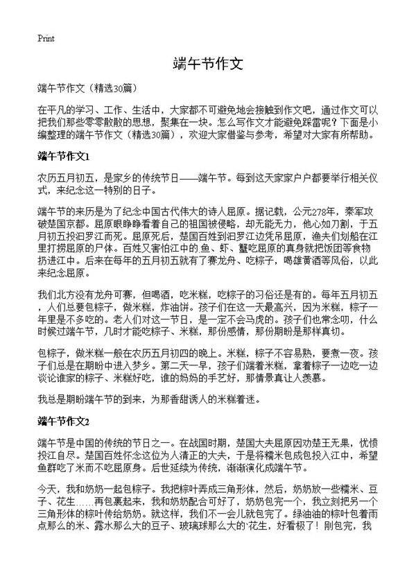 端午节作文30篇