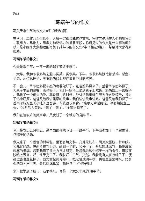 写端午节的作文3篇