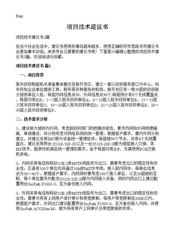 项目技术建议书