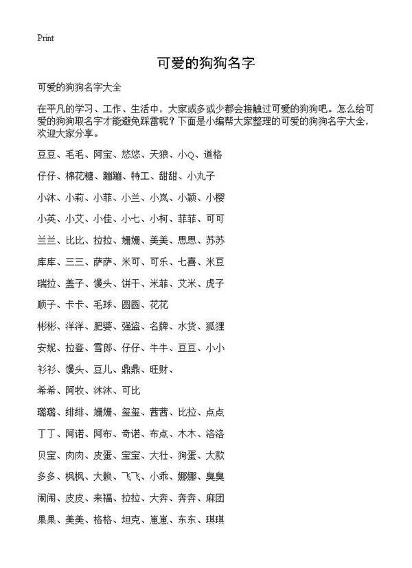 可爱的狗狗名字