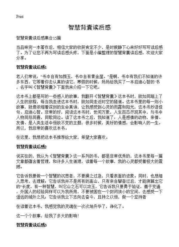 智慧背囊读后感