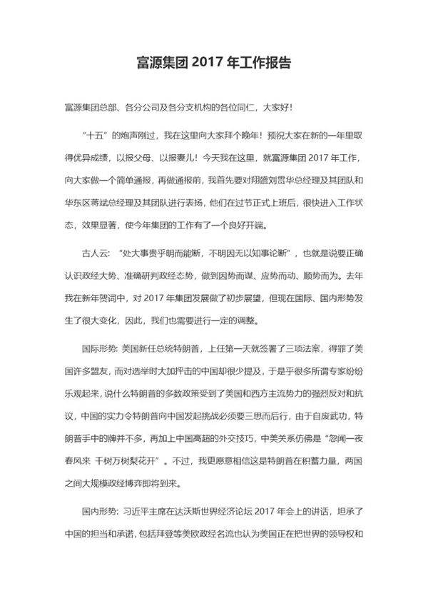 集团工作报告