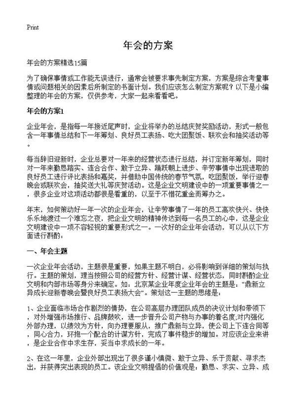 年会的方案