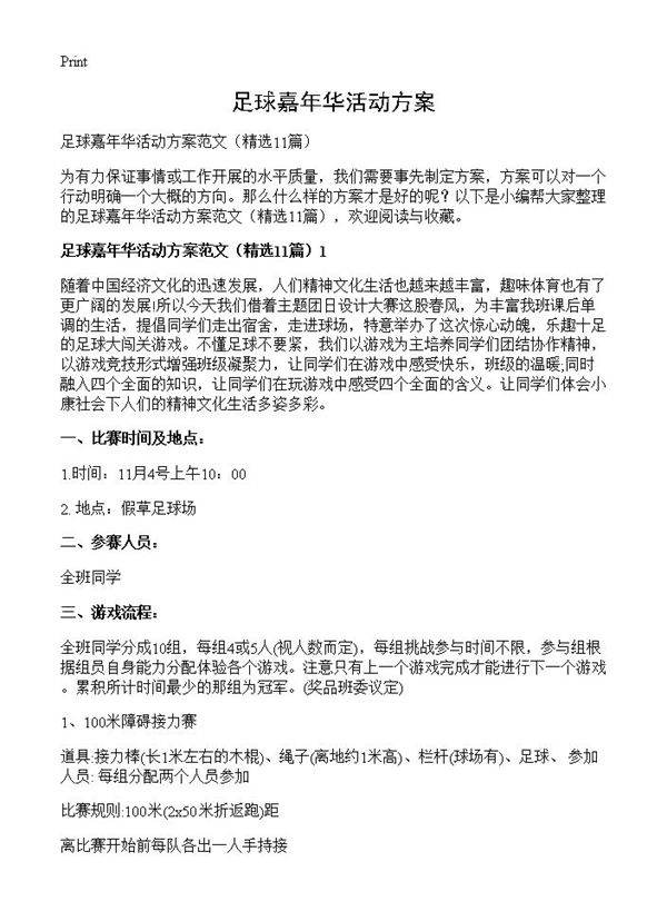 足球嘉年华活动方案11篇