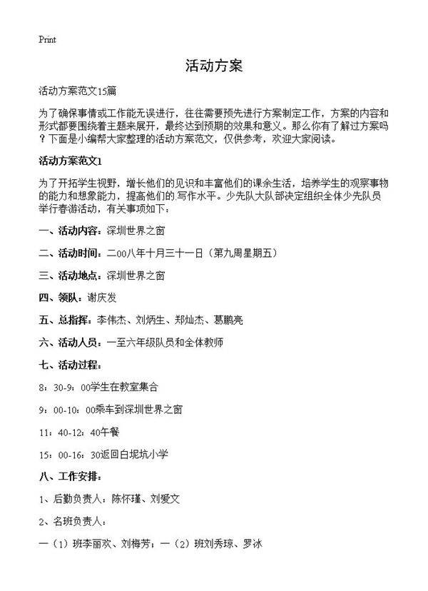活动方案