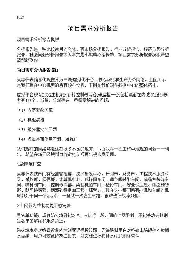 项目需求分析报告