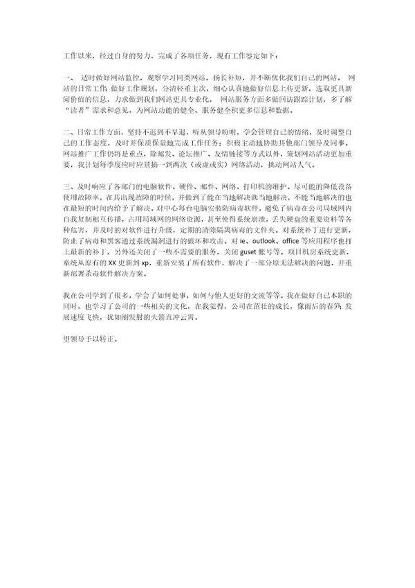 IT转正申请报告