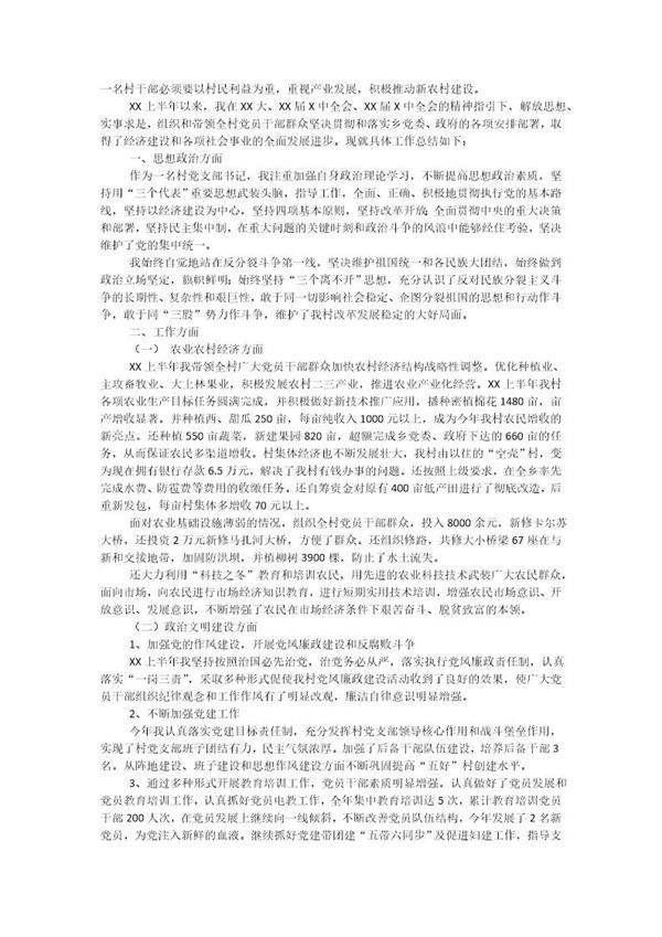 村支书年中总结简单版