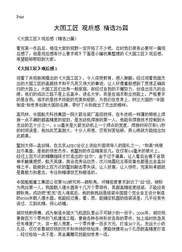 《大国工匠》观后感25篇