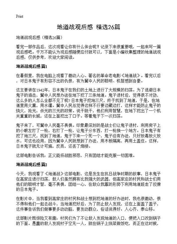 地道战观后感26篇