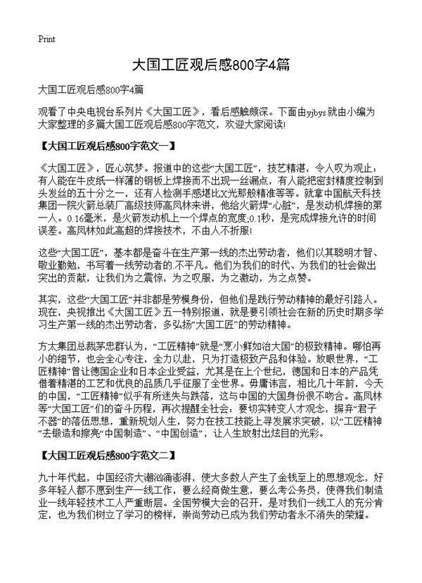 大国工匠观后感800字4篇