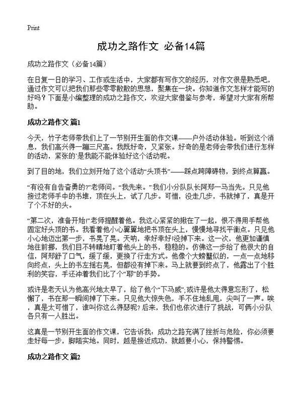 成功之路作文14篇