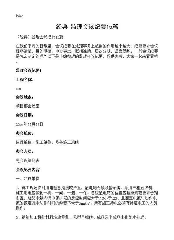 监理会议纪要15篇