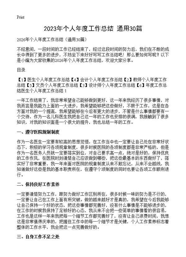 2023年个人年度工作总结30篇