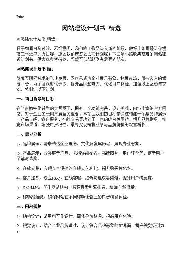 网站建设计划书