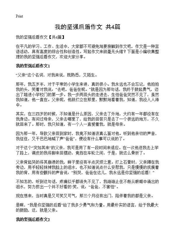 我的坚强后盾作文