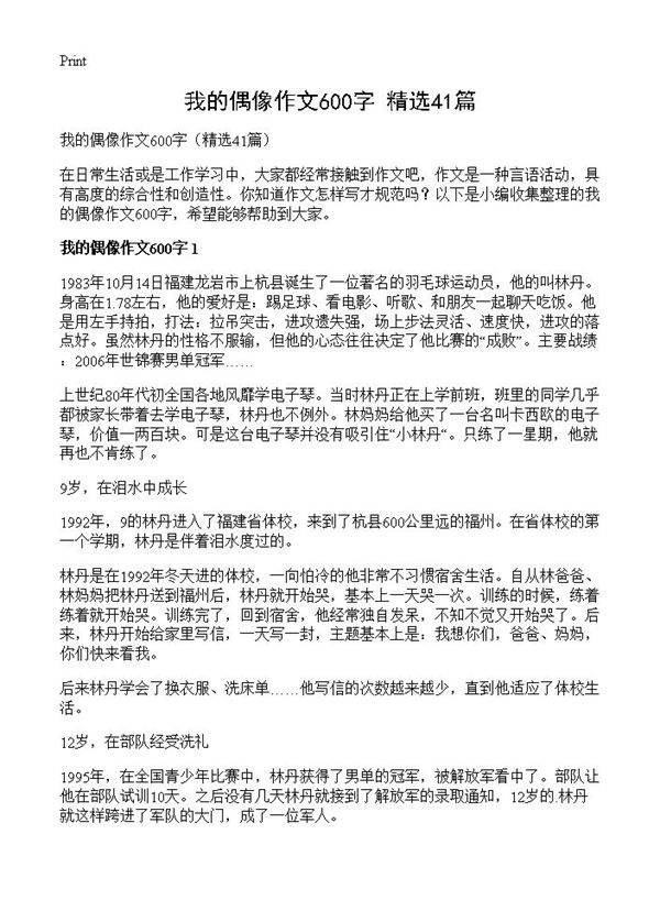 我的偶像作文600字41篇