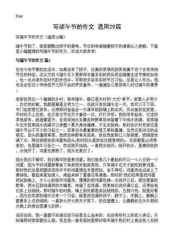 写端午节的作文29篇