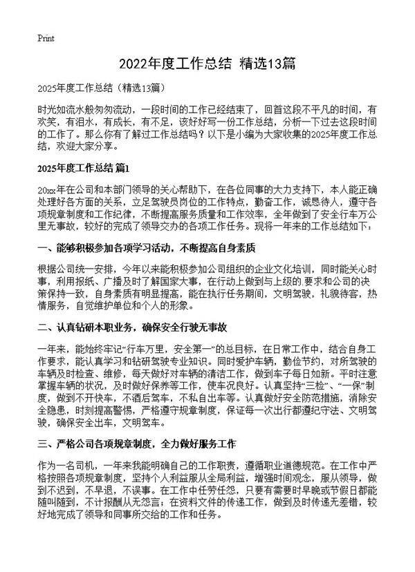 2025年度工作总结13篇