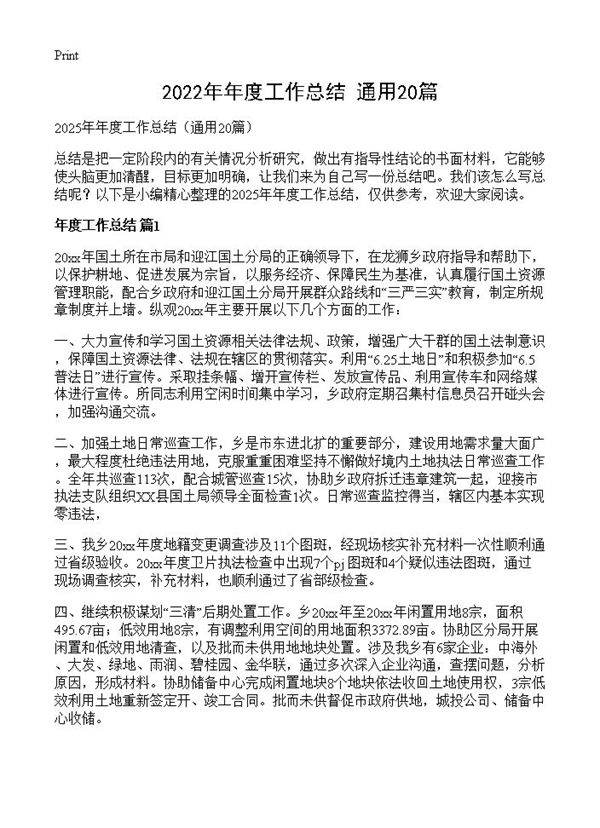 2025年年度工作总结20篇