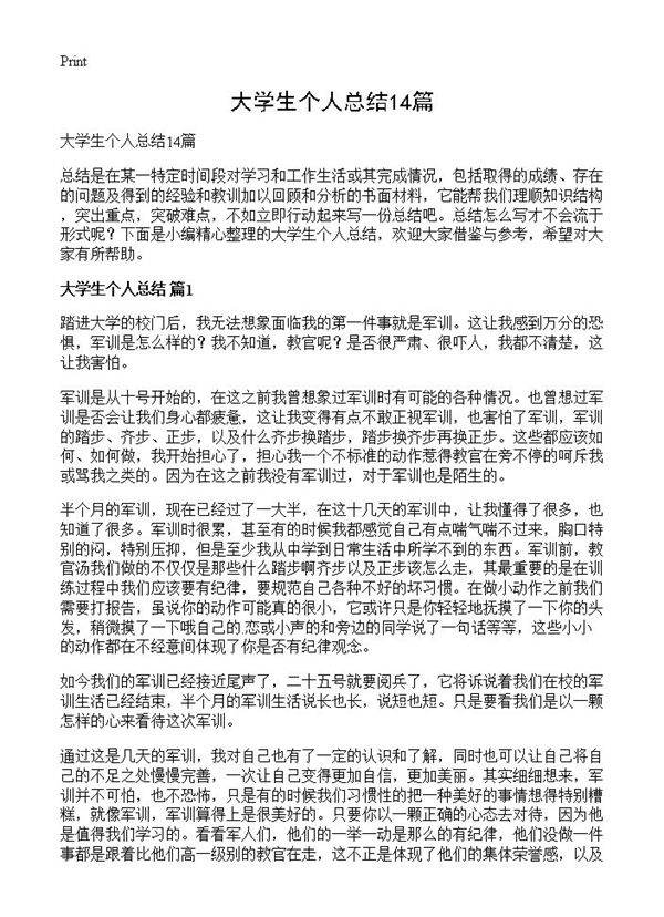 大学生个人总结14篇