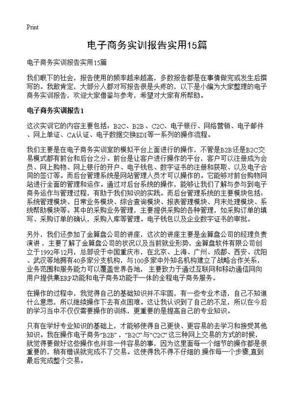 电子商务实训报告实用15篇