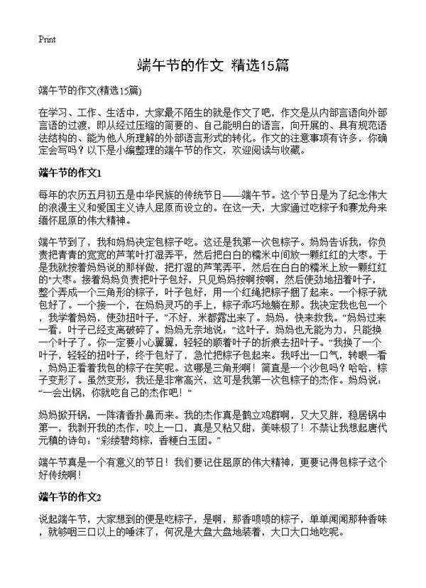 端午节的作文15篇