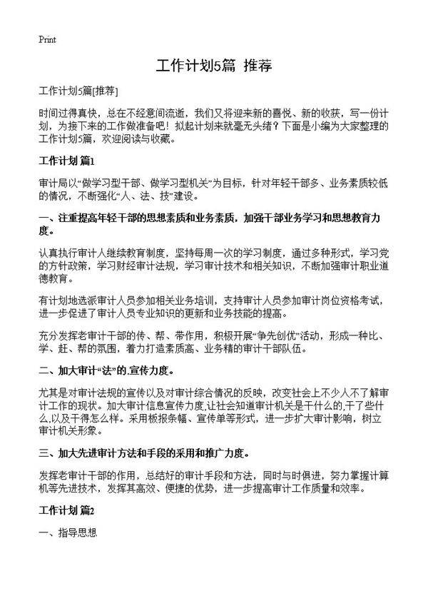 工作计划5篇