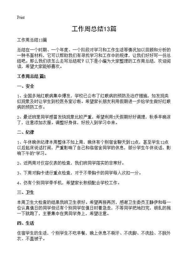 工作周总结13篇