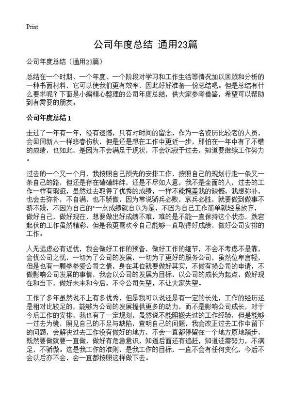 公司年度总结23篇