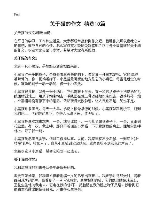 关于猫的作文10篇