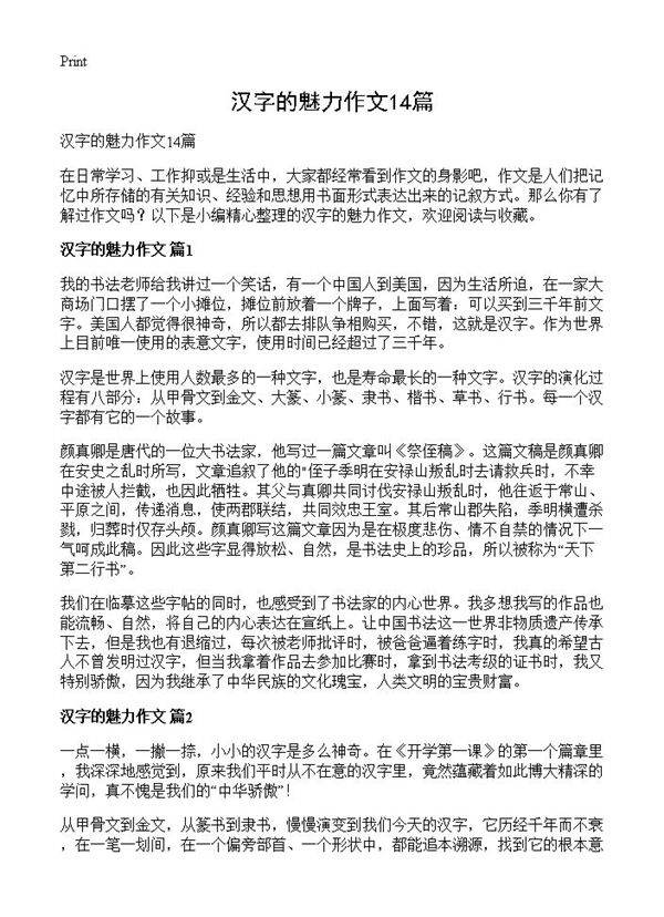 汉字的魅力作文14篇
