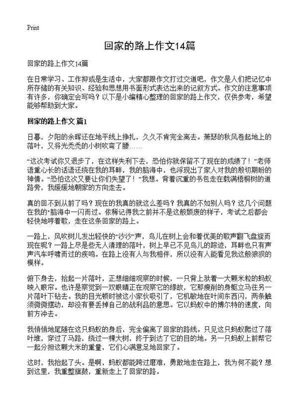 回家的路上作文14篇