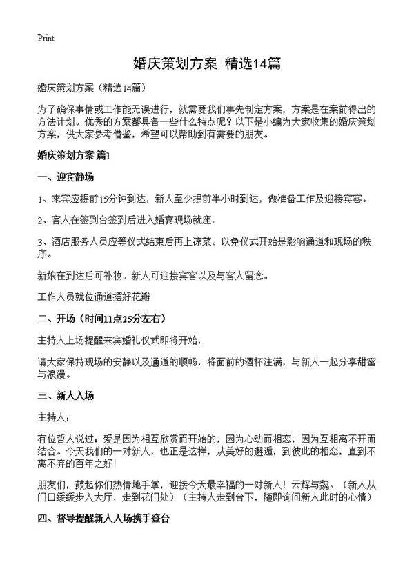 婚庆策划方案14篇
